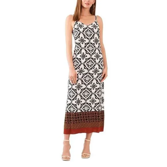 vince camuto summer dresses Printed Square Neck Maxi Dress Womens Dress Vince Camuto Thick Strap Printed